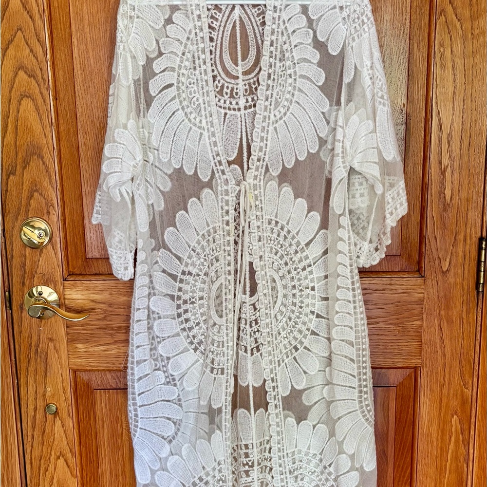 Price reduced: White Lace Kimono Cover-Up